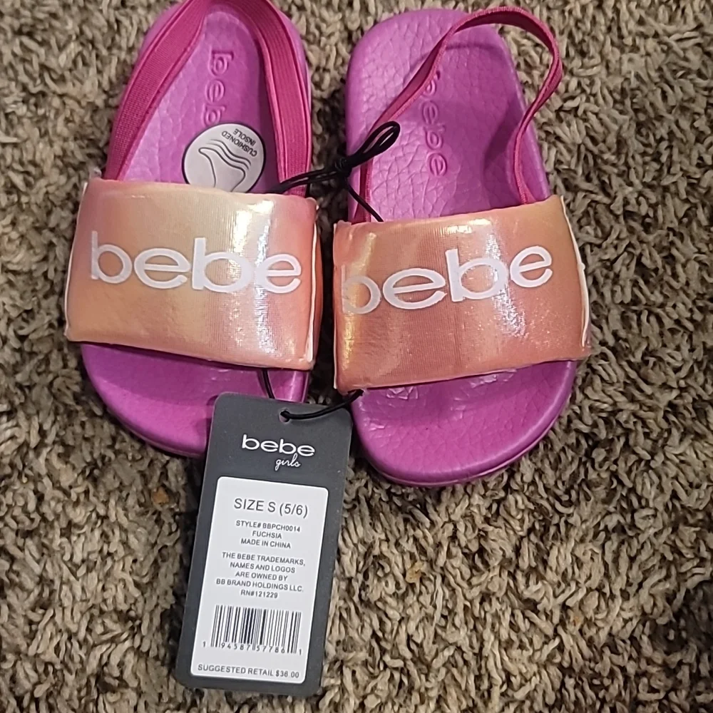 BEBE GIRLS TODDLER FUSCHIA/ORANGE SANDAL/SLIDES: NWT: SZ S (5/6)